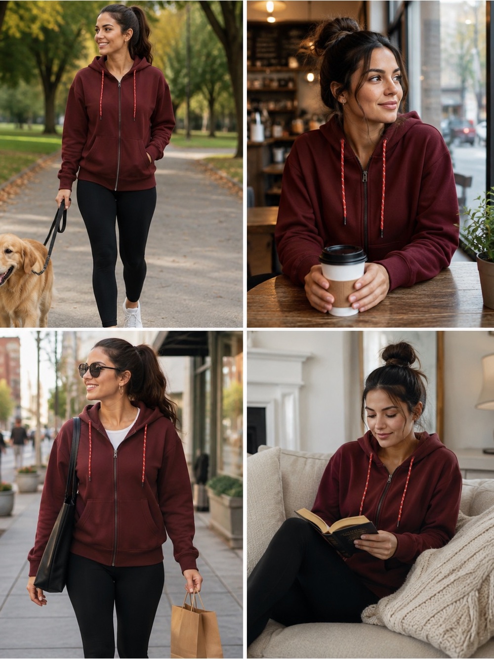 Women’s Plus Size Full Zip Fleece Hoodie 2X XXL Oversized Rich Cognac Brown - Picture 13 of 15